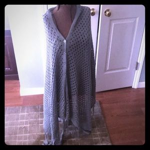 Lula Roe shawl, Gray, wrap/poncho with buttons